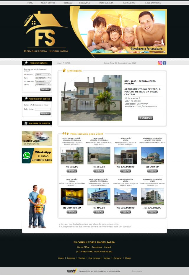Site FS Consultoria Imobiliária – Guaratuba/PR